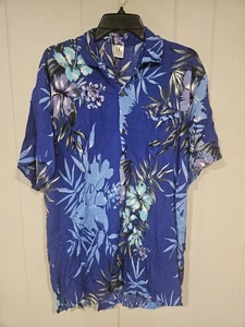 UC Uluwatu Collection Men's Blue Island Casual Hawaiian Shirt Tropical Floral  - Picture 1 of 5