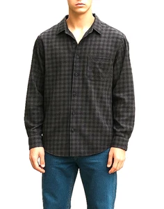 Boohoo MAN Men's Shirt NEW Button Sz S Black/Gray Houndstooth Long Sleeve - Picture 1 of 14