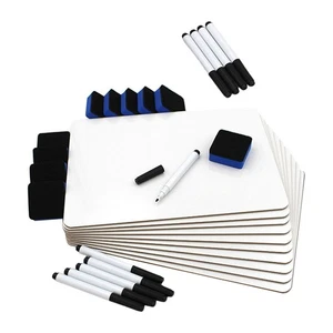 10x Dry Erase Boards Double Sided with 10 Markers for Kitchen Group Teaching - Picture 1 of 7