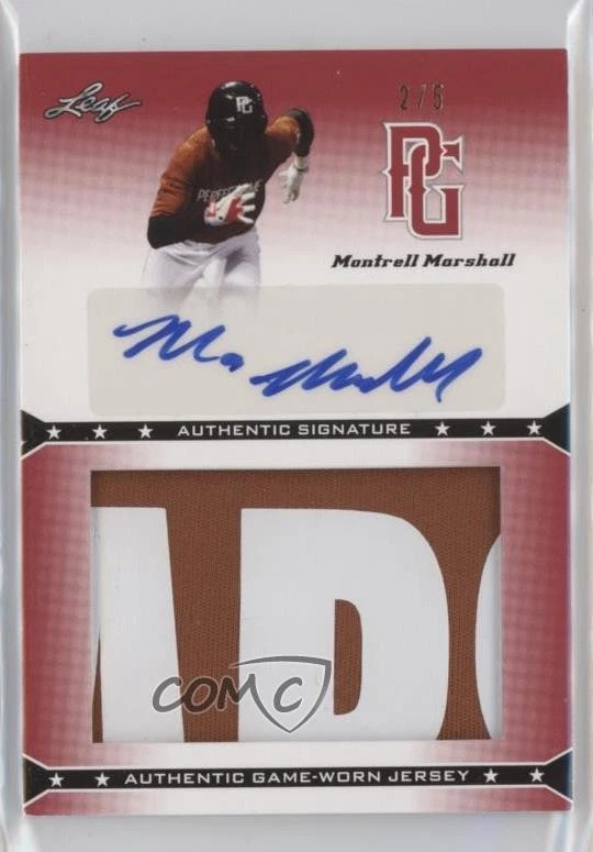 2013 Leaf Perfect Game Showcase Jersey Red /5 Montrell Marshall #JA-MM1 Auto - Image 1 of 2