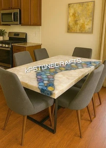 24"x30" Mix Agate Coffee Table Handmade Precious Gemstone Tabletop Luxury Table - Picture 1 of 7