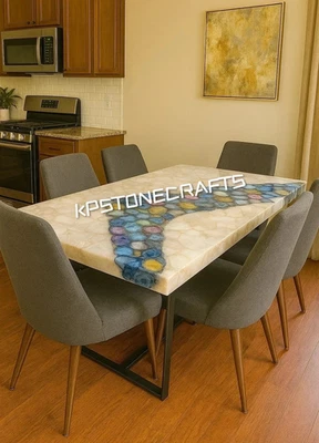 24"x30" Mix Agate Coffee Table Handmade Precious Gemstone Tabletop Luxury Table - Image 1 of 4