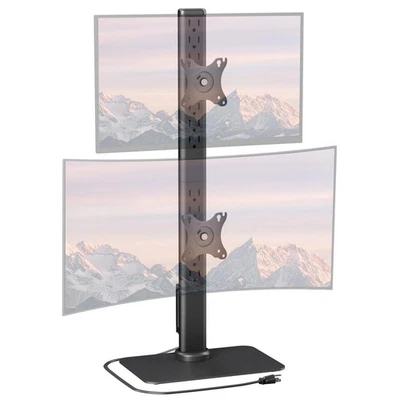 Soporte de monitor doble con toma de corriente incorporada pila vertical montaje independiente Foto 1 de 4