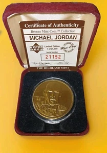 MICHAEL JORDAN 1995 Bronze Coin - Upper Deck/Highland Mint - With CoA - Picture 1 of 2
