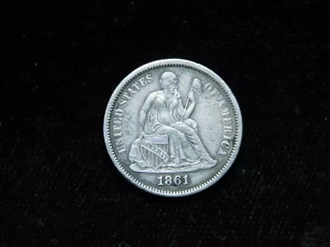 1861 10c Seated Liberty Dime - High Grade Cover