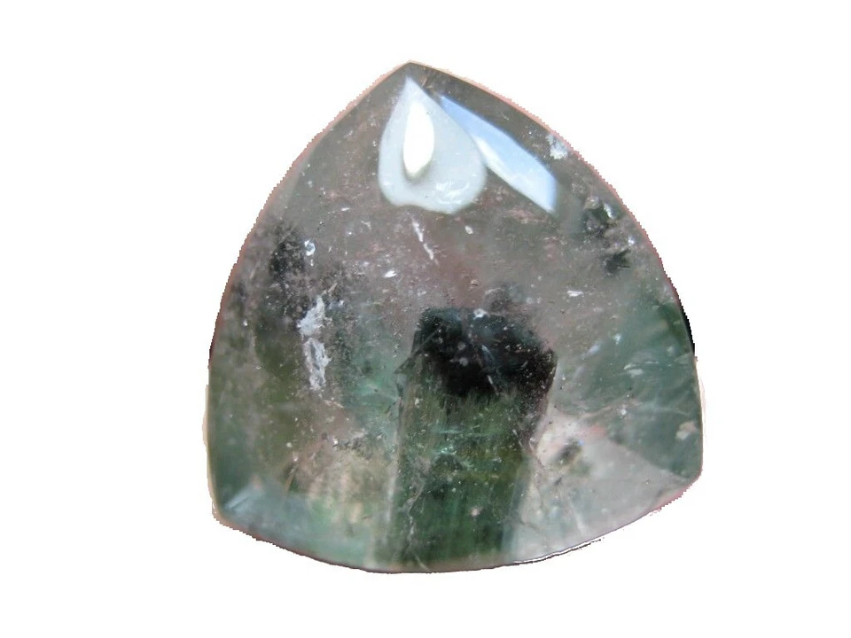 Cristal de Turmalina en Cuarzo, Tapa Azul 34.64 ct Buff Top Corte Trillón (m657) Foto 1 de 1