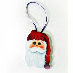 Charming New Wooden Santa Christmas Tree Ornament 3"x2" Unbreakable Great 4 Kids - Picture 1 of 3
