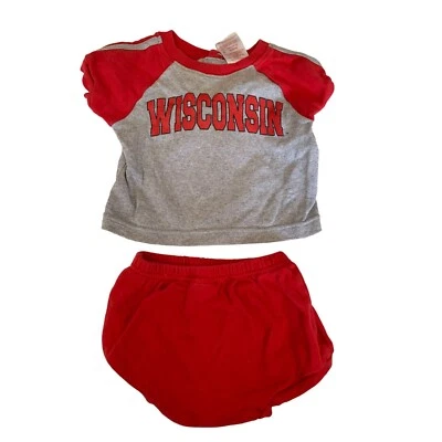 Kids Athletic Boys baby Infant Size 3 6 Months Wisconsin 2 Pc Short Outfit Set R - Image 1 of 2