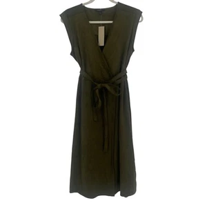NWT Banana Republic Size 10P Vegan Suede True Wrap Dress Olive Green $149 - Picture 1 of 16
