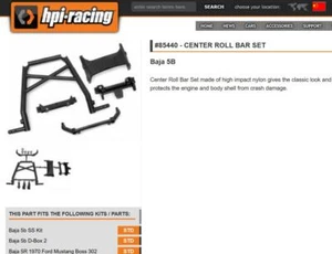 Juego de barra antivuelco central modelo R/C original HPI Racing 1/5 Baja 5B/5SC HPI85440 - Imagen 1 de 1