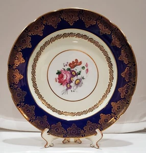 Qty 3 Vintage Paragon Cobalt Rim Floral Center 10.5" Dinner Plates PAR23 - Picture 1 of 11