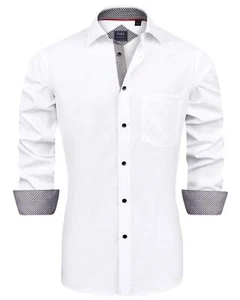 Men's Casual Long Sleeve Stretch Dress Shirt Wrinkle-Free Regular Button Down... - Picture 1 of 7