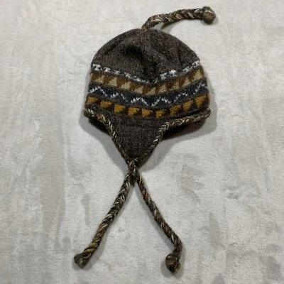 Gorro de Lana Everest Designs Nepal Adulto Orejeras Marrón Geométrico Foto 1 de 4
