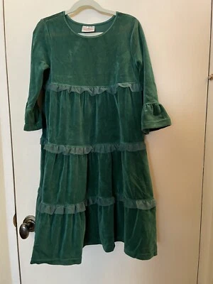 Hanna Andersson Green Velvet Twirl Dress Girls’ Sz 130, 8 - Image 1 of 4