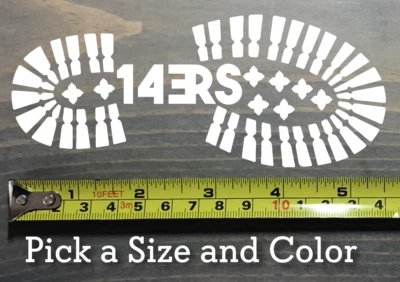 14ers Sticker Decal Colorado Hiking Boot Print Hike Mt. Elbert Quandary Peak