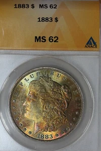 1883 $1 MS 62, ANACS, Morgan Silver Dollar, Miss Liberty Head Dollar $1 - Picture 1 of 2