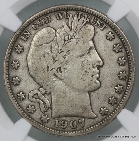 NGC VF20 1907-D BARBER SILVER HALF DOLLAR 50c    (BC07) Cover