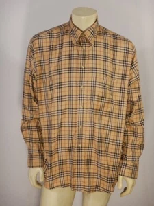 BURBERRY Men's Cotton Nova Plaid Check Button Down Shirt Made in USA Size LARGE - Picture 1 of 8