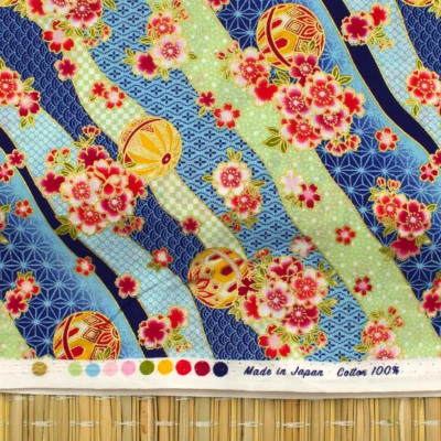 Made In Japan Blue Sakura 100% Cotton Fabric Fat Quarter Quilting FQ #0128 - image 1 of 4