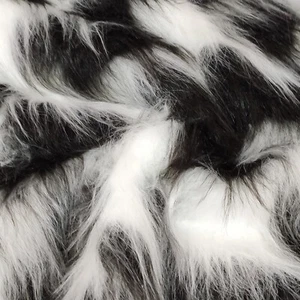 Long Haired Faux Fur Fabric - White/Black - AC 356 / YF56 - Picture 1 of 3