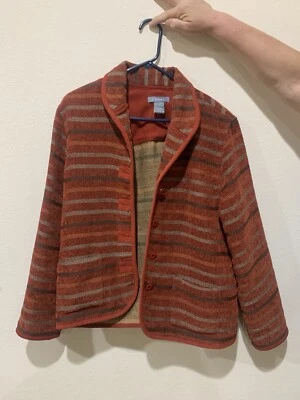 Chaqueta Blazer Koret Inspirada Años 60/70 Damas Rayas Óxido Talla Grande Foto 1 de 4