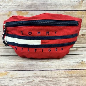 Tommy Hilfiger Red Unisex Fanny Pack Waist Belt Bag Y2K 90s 1990s - Picture 1 of 9