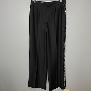 ESCADA black sequin side stripe wool mohair black trousers size 38 ALTERED