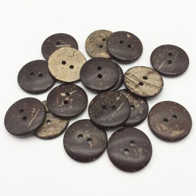 25pcs 2 Holes Clothing Buttons Coconut Shell Round Wooden 13mm Sewing - Image 1 of 2