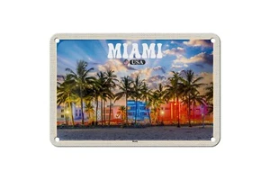 Blechschild 18 x 12 cm Reise Schild: Miami USA Strand Palmen - Bild 1 von 2