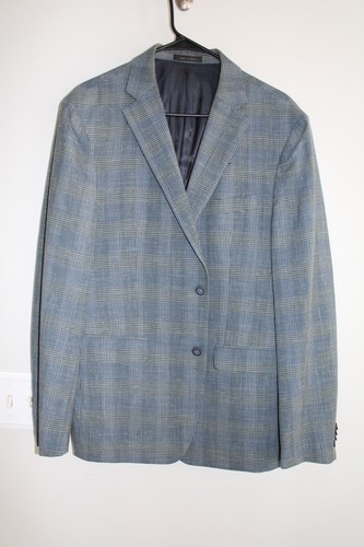 CAPPOTTO SPORTIVO BLU PLAID MICHAEL KORS MISTO LANA LINO tg 42R blazer tuta giacca