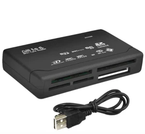 All In One Card Reader USB-2.0 TF CF SD Mini SD SDHC MMC MS XD Card-Reader BLACK - Afbeelding 1 van 1