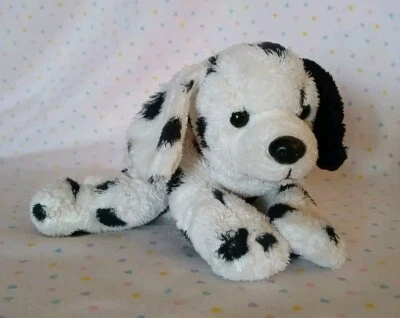 K&M International Dalmatian Black White Spot Puppy Dog Stuffed Beanbag Plush 7" - Image 1 of 4