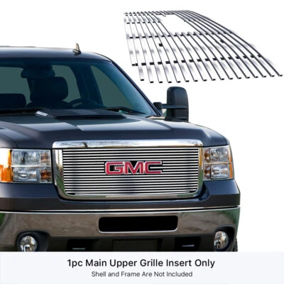 Se adapta a GMC Sierra 2500/3500 2011-2014 logotipo mostrar parrilla principal de acero inoxidable cromado Foto 1 de 4