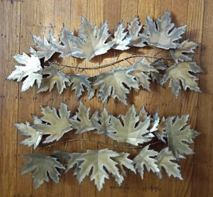 VTG 2 Piece Metal Copper Silver Maple Leaves Wall Sculpture Hanging Decor VUC - Picture 1 of 6
