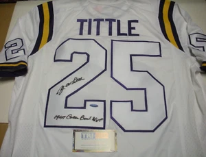 YA TITTLE LSU TIGERS MVP COTTON TRISTAR/COA SIGNIERT OFFIZIELL LIZENZIERTES NIKE TRIKOT - Bild 1 von 2