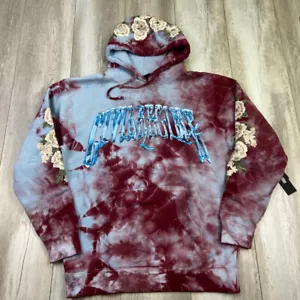 Civil Regime Hoodie Mens Medium Red Marble Floral Rose Tie-Dye Embroidered New - Picture 1 of 14