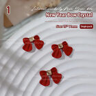 1pc New Year Red Bow Alloy Nail Diamond With Pearl Vintage Stereoscopic Diamon g