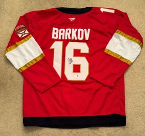 ALEKSANDER BARKOV SIGNED 2024 PANTHERS JERSEY XL W/STANLEY CUP PATCH BECKETT COA - Picture 1 of 6