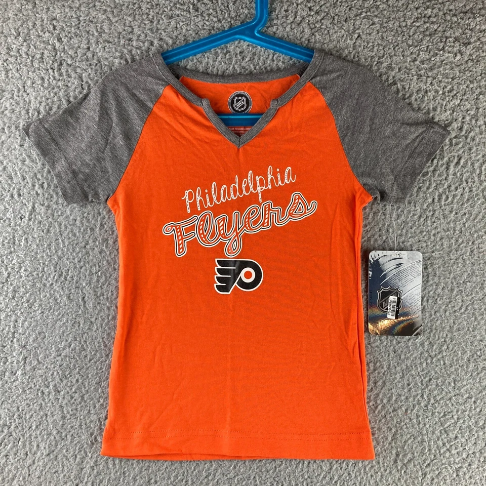 Philadelphia Flyers T Shirt Girls Small 6/6X NHL Hockey Tee Short Sleeve NEW - Image 1 of 4