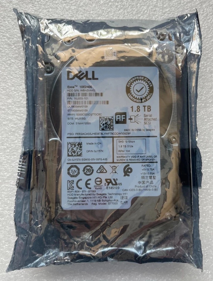 JY57X DELL SEAGATE 1.8TB 10K 2.5'' 12Gbps SAS HARD DRIVE ST1800MM0159 R640 R940 - Image 1 of 1