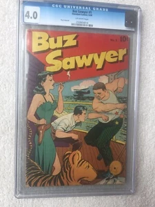 Buz Sawyer #1 June 1948 Standard Comics Golden Age CGC 4.0 PLUS Color Photo Copy - Picture 1 of 12