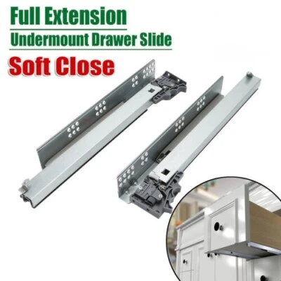 14"-24" Heavy Duty Fully Extension Soft Close Concealed Undermount Drawer Runner - Image 1 of 4