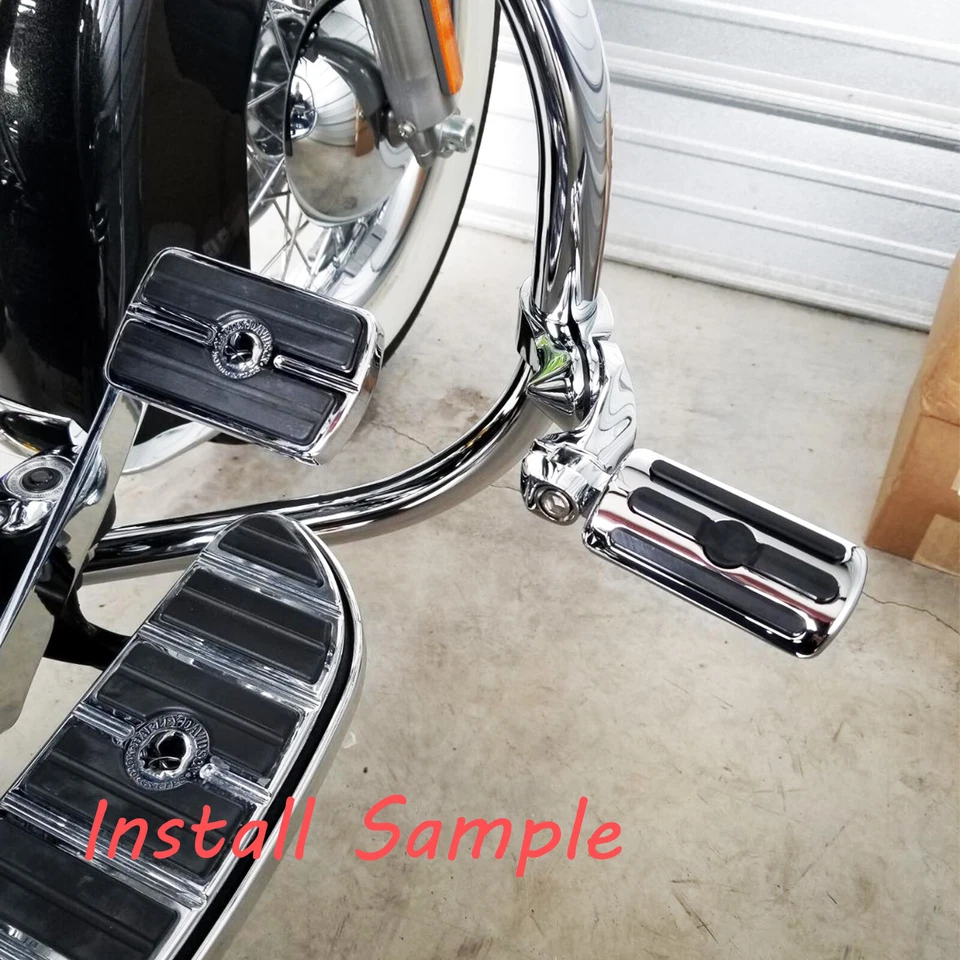 Pinos de pé de estrada longos cromados 1-1/4" barra de choque para Harley Street Glide Road King - Imagem 1 de 4