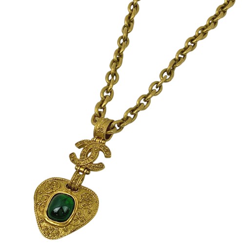 CHANEL (Incastro) Collana Catena Logo CC Gripoa Colore Lungo Pietra Colla...