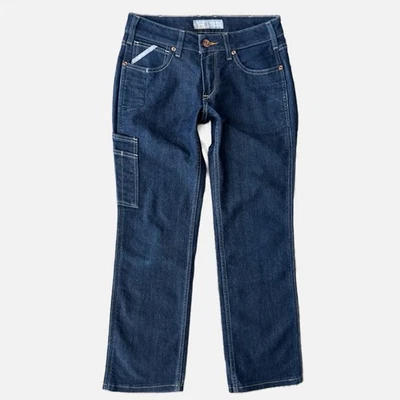 Jeans Ariat para mujer 27* azul pierna recta barras de refuerzo tiro bajo Western Work mezclilla oscura Foto 1 de 4