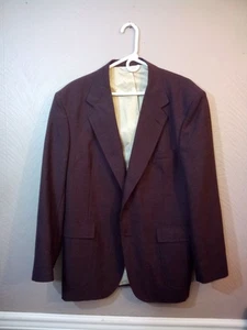 Stafford Mens Two Button Blazer gold buttons 44R wool blend Burgundy - Picture 1 of 9