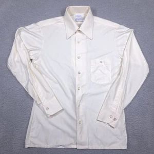 Vintage Arrow Shirt Men's 15.5 (Fits Medium) Ivory Doubler Qiana Nylon Disco 70s - Picture 1 of 9