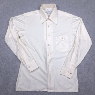 Vintage Arrow Shirt Men's 15.5 (Fits Medium) Ivory Doubler Qiana Nylon Disco 70s - Image 1 of 4