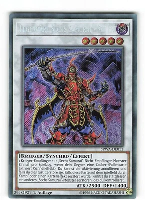 Yugioh LEGENDÄRE SECHS SAMURAI - SHI EN , spwa-de011 Secret Rare deutsch NM 1st - Bild 1 von 2