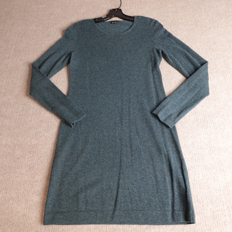 Vestido para mujer Theory mediano azul verde liso 100 % cachemir suéter manga larga Foto 1 de 4